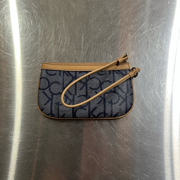 Calvin Klein Blue and Tan Logo Wristlet - Picture 3 of 5